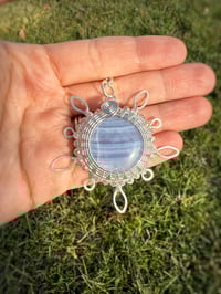 Image 1 of Blue Lace Agate Snowflake Necklace