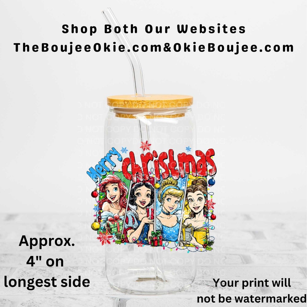 Image of Merry Christmas Princess Uv Dtf Decal T8