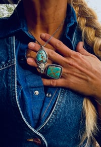 Image 4 of Montezuma Royston Turquoise Buffalo Skull Pendant