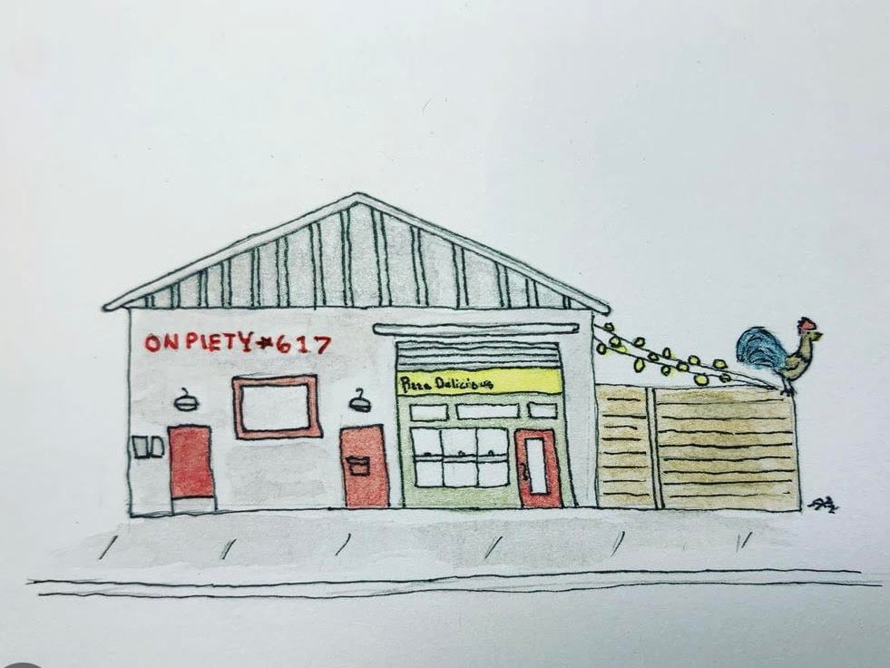 Image of Pizza D Facade / Silver T-Shirt