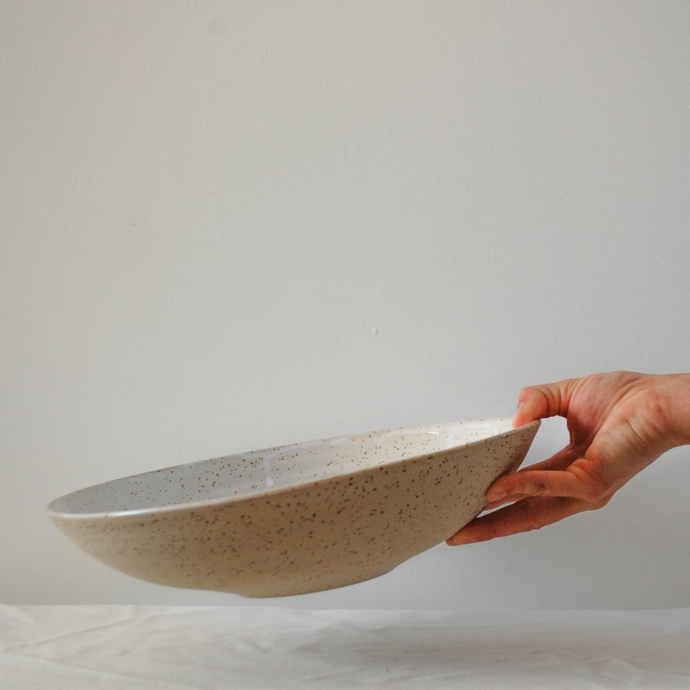 Image of Low Serving bowl - White speckle
