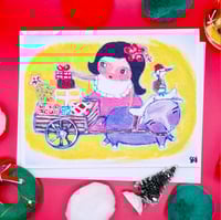 Image 1 of Blank Holiday Christmas Notecards Holiday Carabao Cart