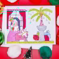 Image 1 of Blank Christmas Notecards Illustration A Carabao's Christmas