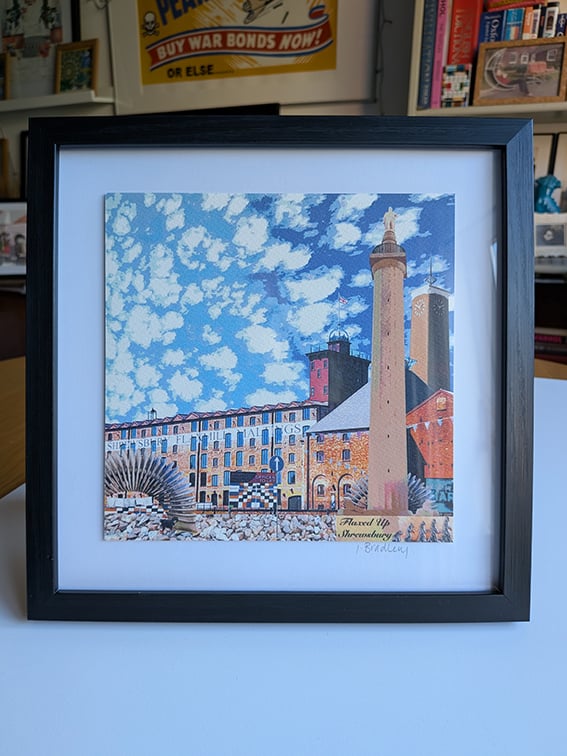 Shrewsbury Landmarks Print: "Flaxed Up Shrewsbury". Small size.