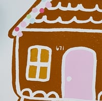 Image 2 of Christmas Holiday Blank Notecards - Gingerbread Cookie Latte Stone Pillar Cottage