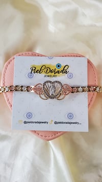 Image 1 of Tri-Tone  Heart Virgencita Esclava Bracelet 