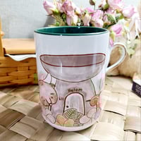 Image 1 of 15oz Coffee Mug Kepuha Ko'ko & Carabao Abbok Spring Summer Cottage Illustration