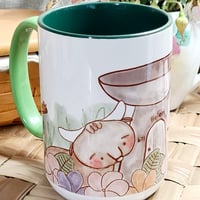 Image 4 of 15oz Coffee Mug Kepuha Ko'ko & Carabao Abbok Spring Summer Cottage Illustration