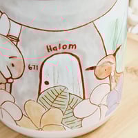 Image 2 of 15oz Coffee Mug Pink Kepuha Ko'ko & Carabao Abbok Spring Summer Cottage Illustration