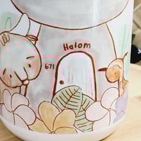 Image 2 of 15oz Coffee Mug Blue & Orange Kepuha Ko'ko & Carabao Abbok Spring Summer Cottage Illustration