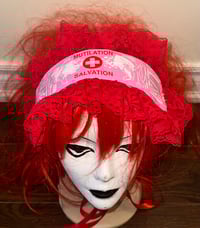 Image 3 of angel autopsy “mutilation is salvation” headdress (pink x red)