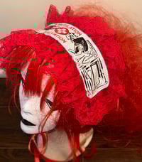 Image 2 of angel autopsy “mutilation is salvation” headdress (white x red)