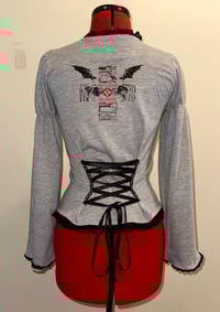 Image 5 of angel autopsy cutsew w/ corset lacing (grey x black)
