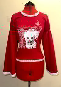 Image 1 of angel autopsy cutsew w/ corset lacing (red x white)