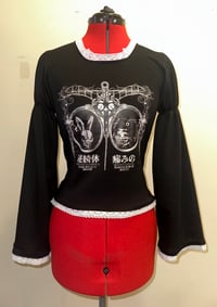 Image 1 of angel autopsy cutsew w/ corset lacing (black x white)