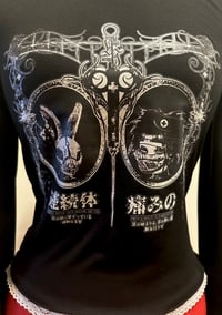 Image 4 of angel autopsy cutsew w/ corset lacing (black x white)