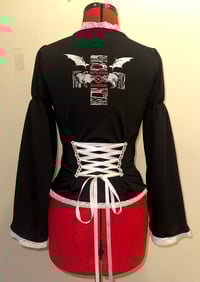 Image 5 of angel autopsy cutsew w/ corset lacing (black x white)