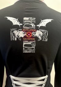 Image 6 of angel autopsy cutsew w/ corset lacing (black x white)