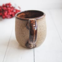 Image 4 of Rustic Brown Raw Stoneware Pottery Mug, 14 Ounce Handmade, Made in USA