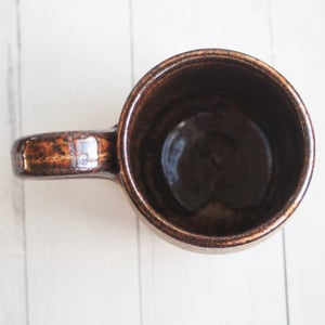Image of Rustic Brown Raw Stoneware Pottery Mug, 14 Ounce Handmade, Made in USA