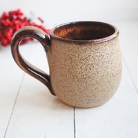Image 2 of Rustic Brown Raw Stoneware Pottery Mug, 14 Ounce Handmade, Made in USA