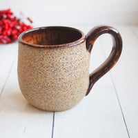 Image 1 of Rustic Brown Raw Stoneware Pottery Mug, 14 Ounce Handmade, Made in USA