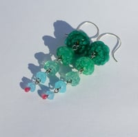 Image 1 of Hanging Floral Gradient earrings (deep sea)