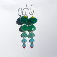 Image 2 of Hanging Floral Gradient earrings (deep sea)