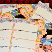 Image 2 of Weekly Planner Sheets Gift Set Illustration Chamorrita Girl Warm Fall Winter Theme