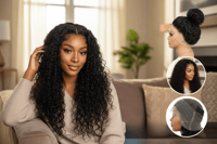 Image 1 of Deep Wave Lace Front Wigs Human Hair Pre Plucked 13x6 Curly Human Hair Wig 200%