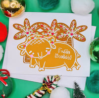 Image 1 of Christmas Blank Notecards Gingerbread Cookie Illustration Tropical Carabao 