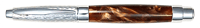 Presimo Rollerball Pen in Etched Chrome Finish with Aquabright Brown Dream Resin Body