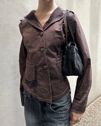 Image 3 of BROWN CONTRAST STITCH MILITARY JACKET