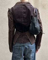 Image 5 of BROWN CONTRAST STITCH MILITARY JACKET
