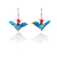 crowned bird earrings
