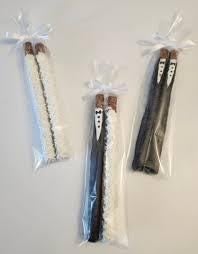 Image 4 of Bride and groom chocolate covered pretzel wedding favors, 25 sets