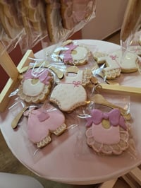 Image 4 of Coquette Baby Shower Cookies: Pink Bows, Customizable