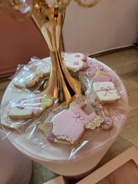 Image 5 of Coquette Baby Shower Cookies: Pink Bows, Customizable