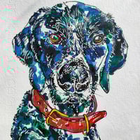 Image 2 of German Shorthaired Pointer (blue) - Original Artwork 7x5 inches