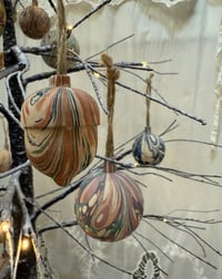Image 5 of Christmas hand Marbled Wooden Decorations - Acorn and Bauble Mix 