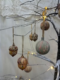 Image 7 of Christmas hand Marbled Wooden Decorations - Acorn and Bauble Mix 