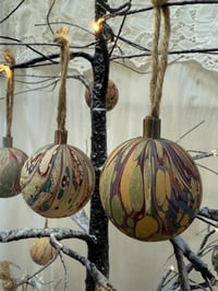 Image 6 of Christmas hand Marbled Wooden Decorations - Acorn and Bauble Mix 