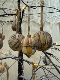 Image 1 of Christmas hand Marbled Wooden Decorations - Acorn and Bauble Mix 