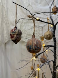 Image 8 of Christmas hand Marbled Wooden Decorations - Acorn and Bauble Mix 