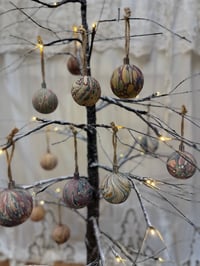 Image 9 of Christmas hand Marbled Wooden Decorations - Acorn and Bauble Mix 