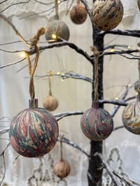 Image 10 of Christmas hand Marbled Wooden Decorations - Acorn and Bauble Mix 