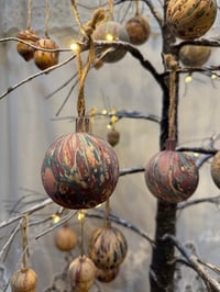 Image 2 of Christmas hand Marbled Wooden Decorations - Acorn and Bauble Mix 