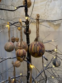Image 3 of Christmas hand Marbled Wooden Decorations - Acorn and Bauble Mix 