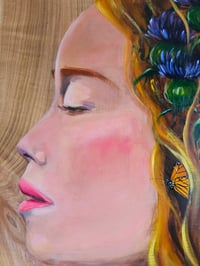 Image 2 of 'Hope' oil & acrylic on Cherry wood panel.