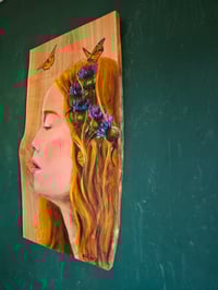 Image 4 of 'Hope' oil & acrylic on Cherry wood panel.